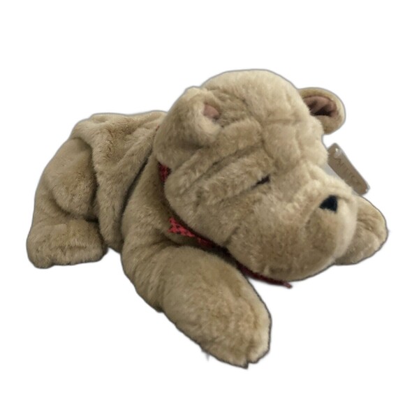 Vintage Carlton Cards Realistic Sharpei puppy dog plush tag bandana neckerchief - Picture 6 of 12